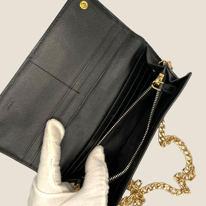 Prada Large Black Saffiano Leather Wallet