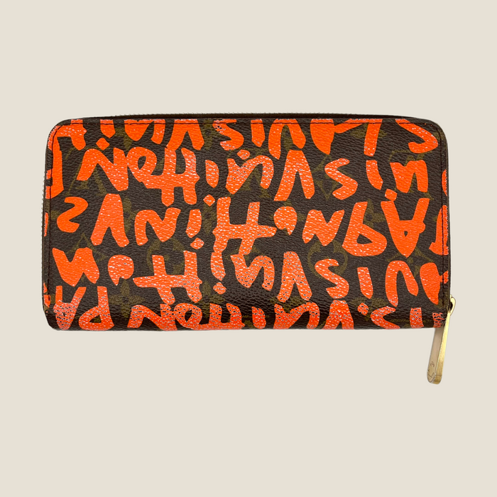 Louis Vuitton Limited Graffiti Stephen Sprouse Collection Wallet Purse  Bifold wallet Brown Orange Leather Cloth Plastic ref.538708 - Joli Closet