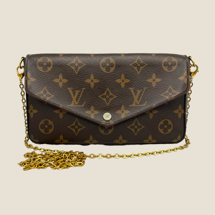 Louis Vuitton, Bags, Louis Vuitton Monogram Large Clutch Pochette Chunky Gold  Chain Bnib