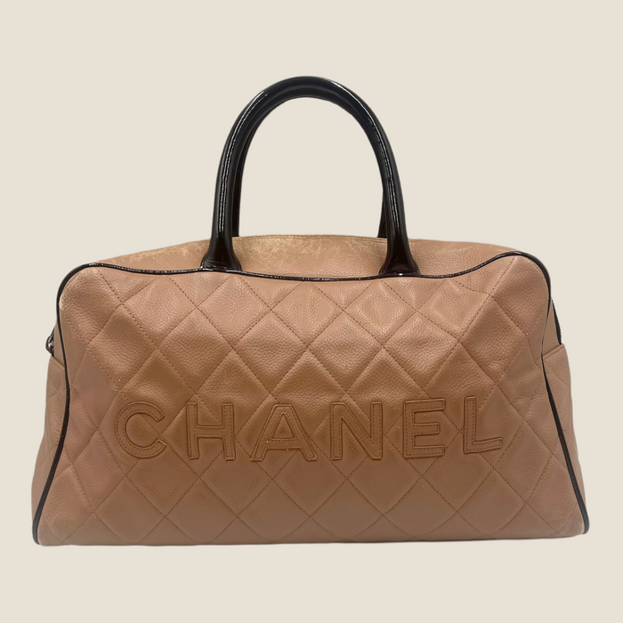 Chanel Caviar Lambskin Embossed Logo Bowler Bag