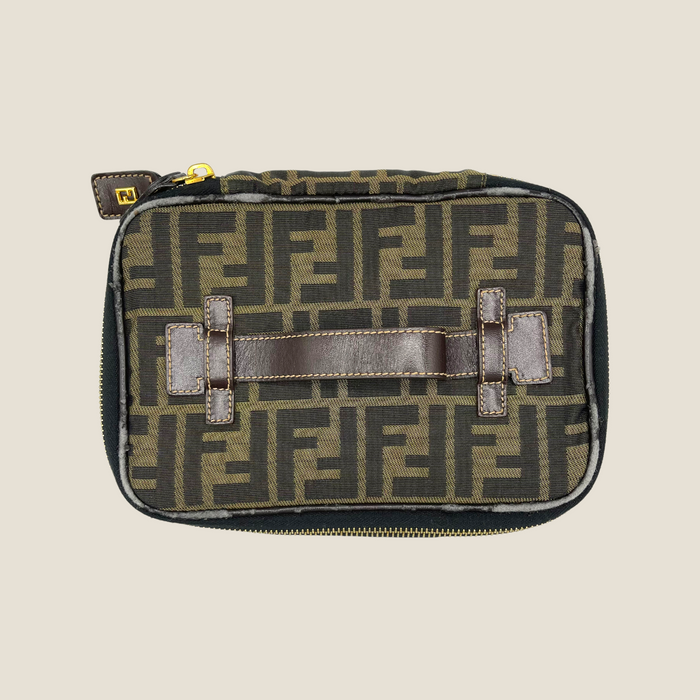 Vintage Fendi Zucca Jacquard Collapsible Cosmetic Vanity Pouch