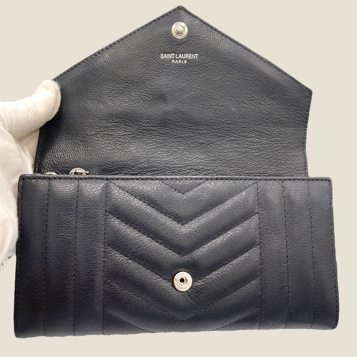 Saint Laurent YSL Leather Matelasse Flap Wallet