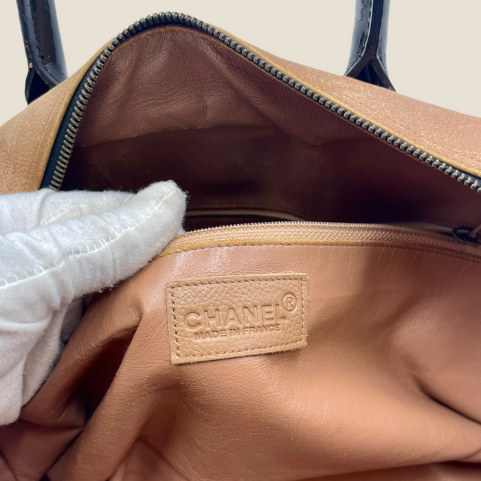 Chanel Caviar Lambskin Embossed Logo Bowler Bag