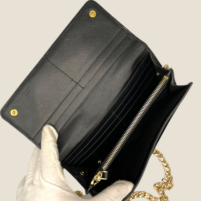 Prada Large Black Saffiano Leather Wallet